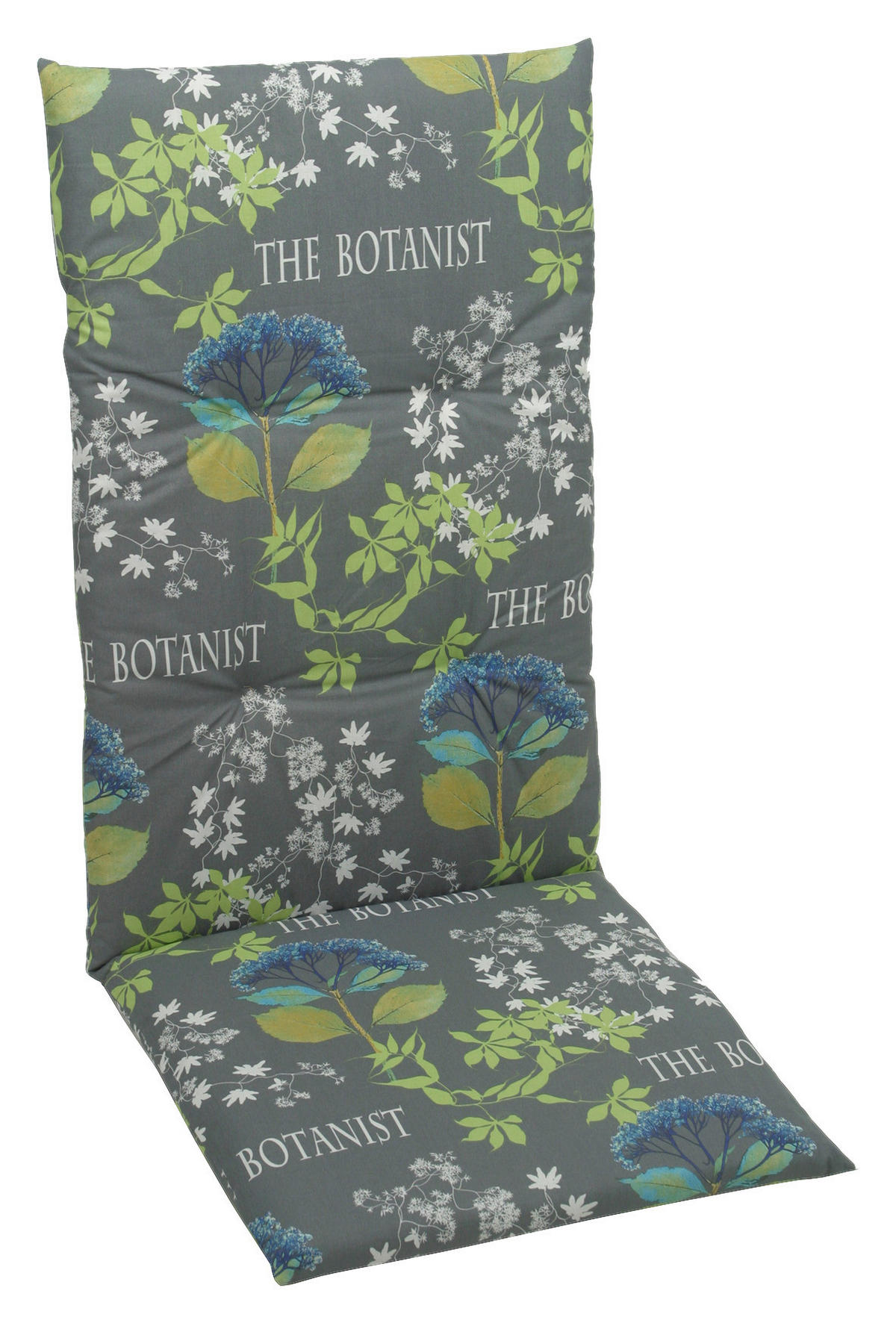 SESSELAUFLAGE in Blau, Grau, Grün Floral  - Blau/Grau, Design, Textil (48/5/118cm)