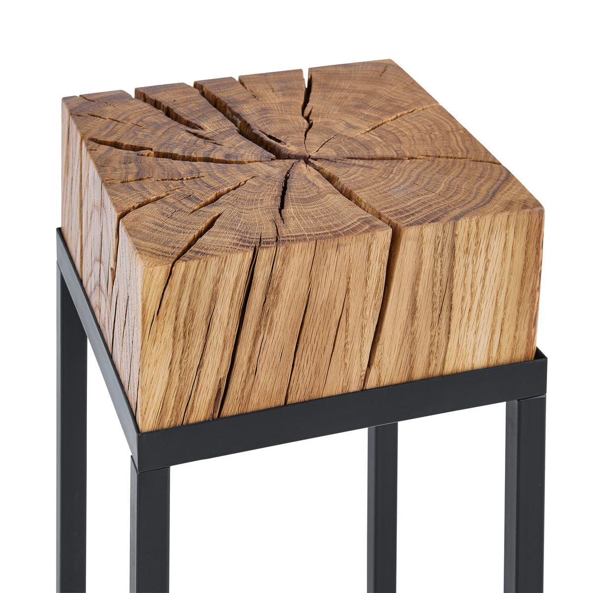 STOJAN NA KVĚTINY, dub, černá, barvy dubu - černá/barvy dubu, Natur, kov/dřevo (25/25/53cm) - Linea Natura