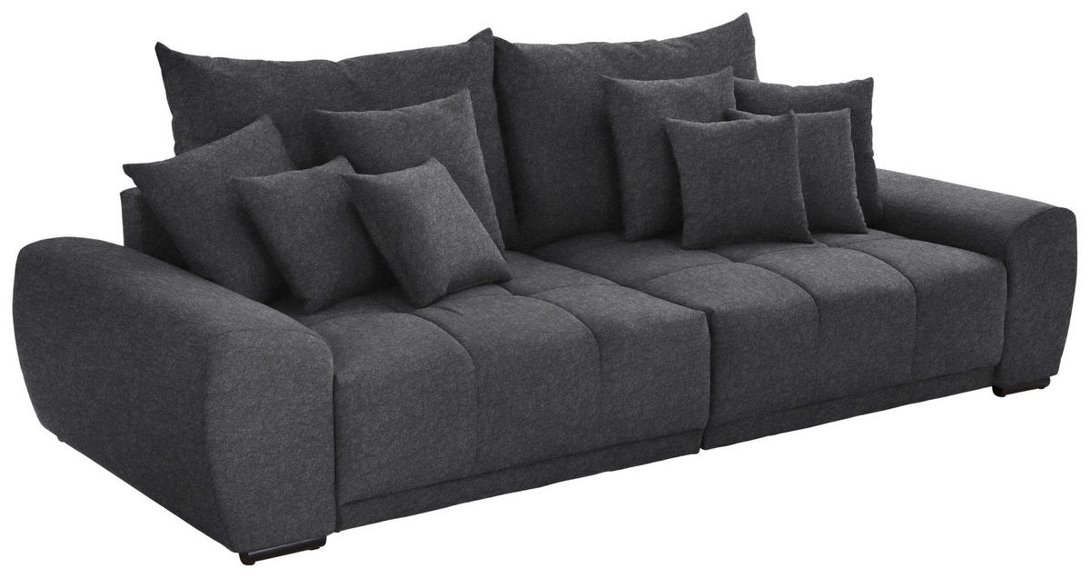 BIGSOFA in Samt Grau  - Schwarz/Grau, Konventionell, Holz/Textil (280/67/120cm) - Carryhome