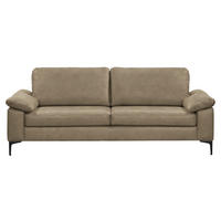 3-SITZER-SOFA  in Echtleder Taupe   - Taupe/Schwarz, Design, Leder/Metall (224/86/97cm) - Schöner Wohnen