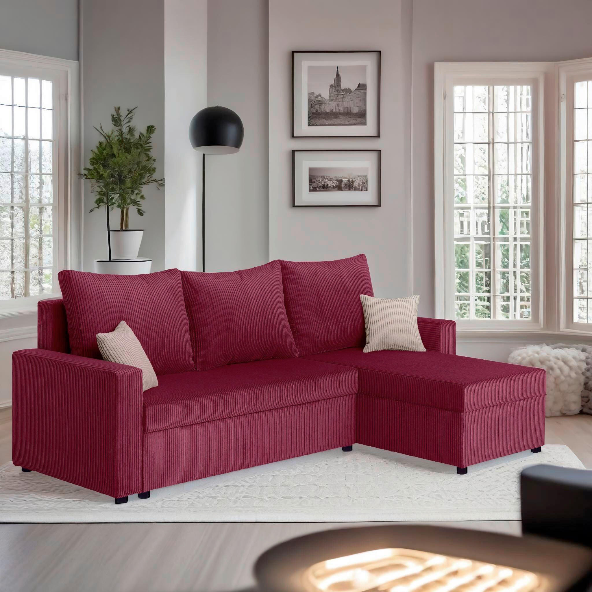 P & B ROHOVÁ SEDAČKA, textil, kompozitní dřevo, červená