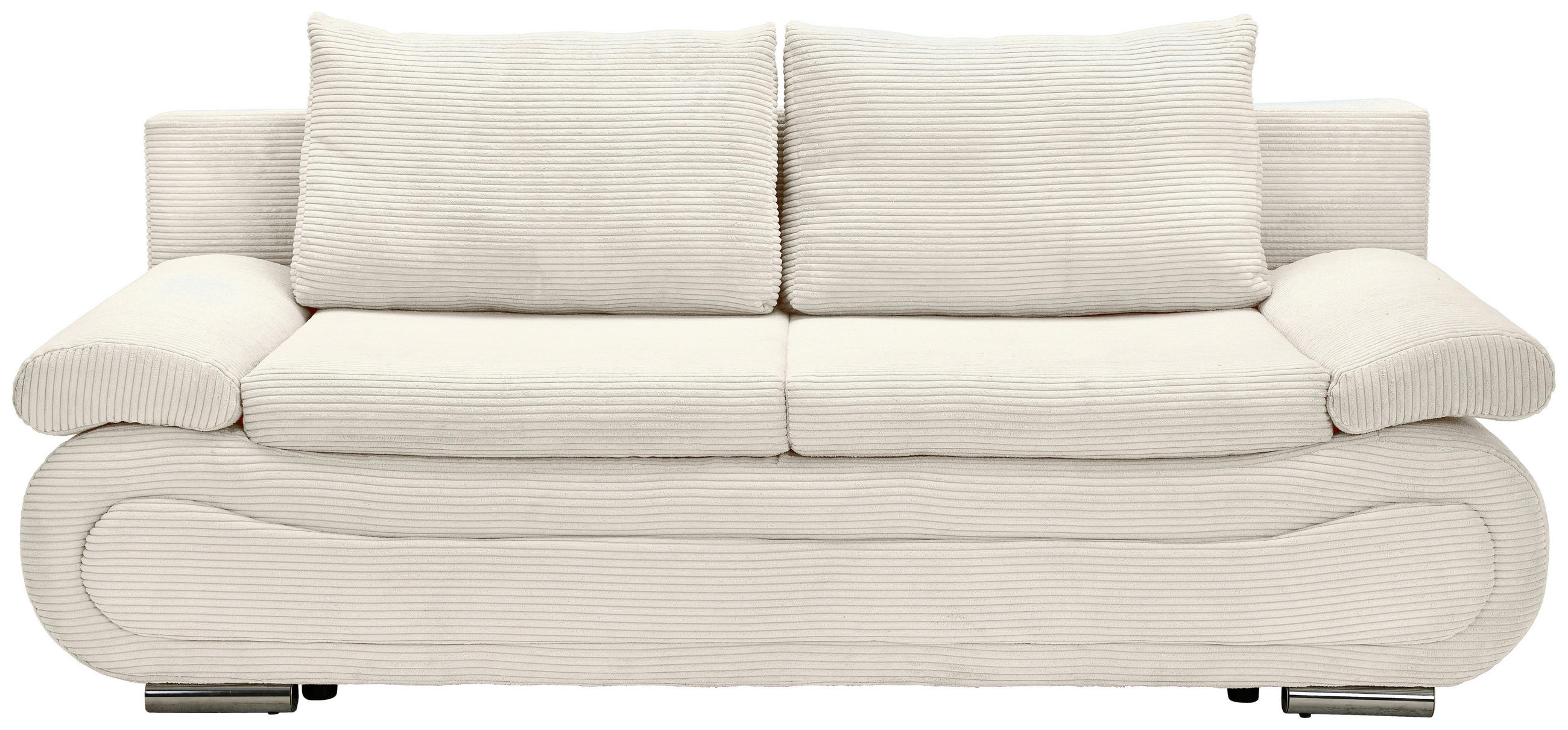 SCHLAFSOFA  mit Bettfunktion erhältlich Cord Creme  - Chromfarben/Creme, Design, Textil/Metall (200/78/90cm) - Venda