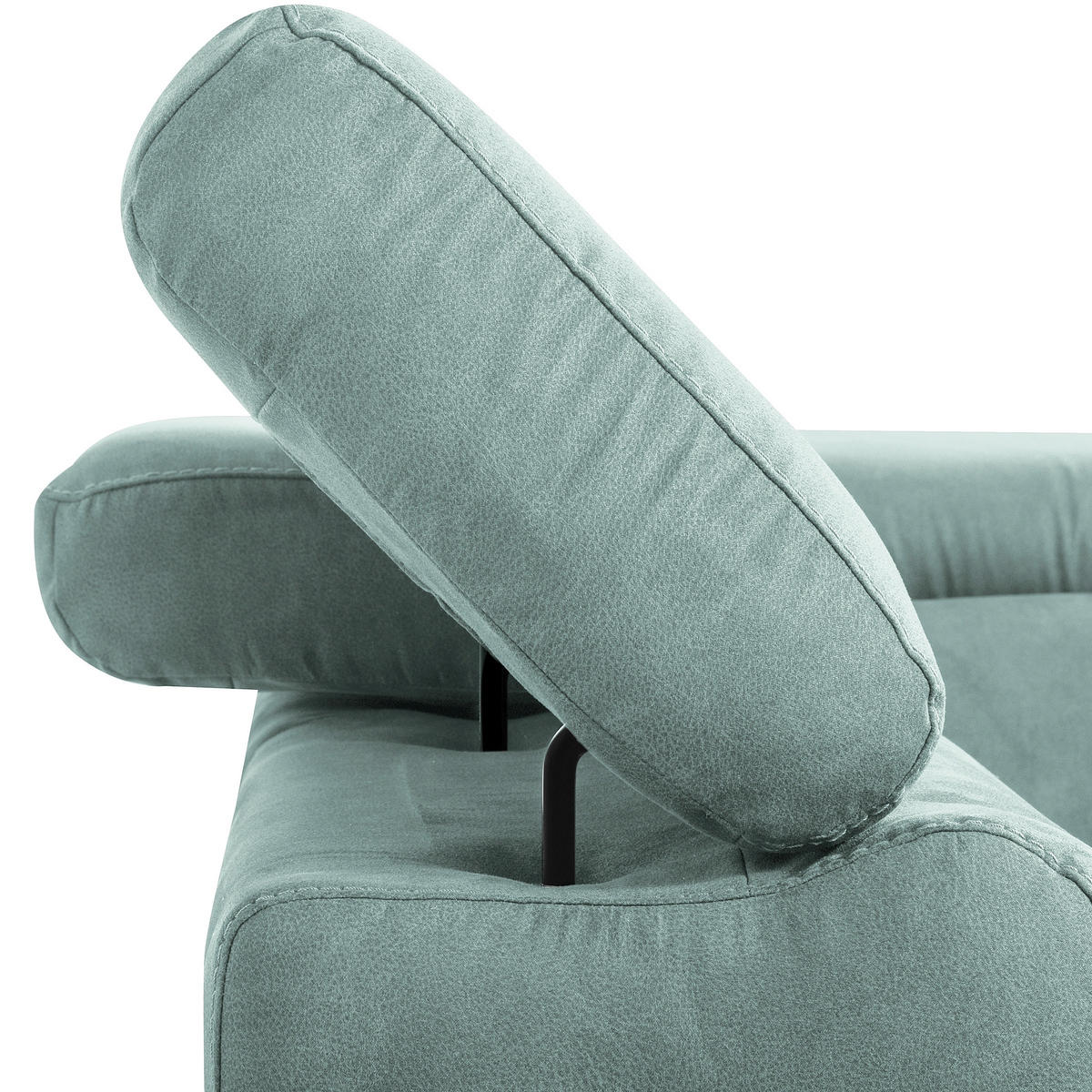 ECKSOFA SONO in Lederlook Hellblau Armteilverstellung, Kopfteilverstellung  210/265 cm  - Schwarz/Hellblau, Design, Textil/Metall (210/265cm) - Livetastic