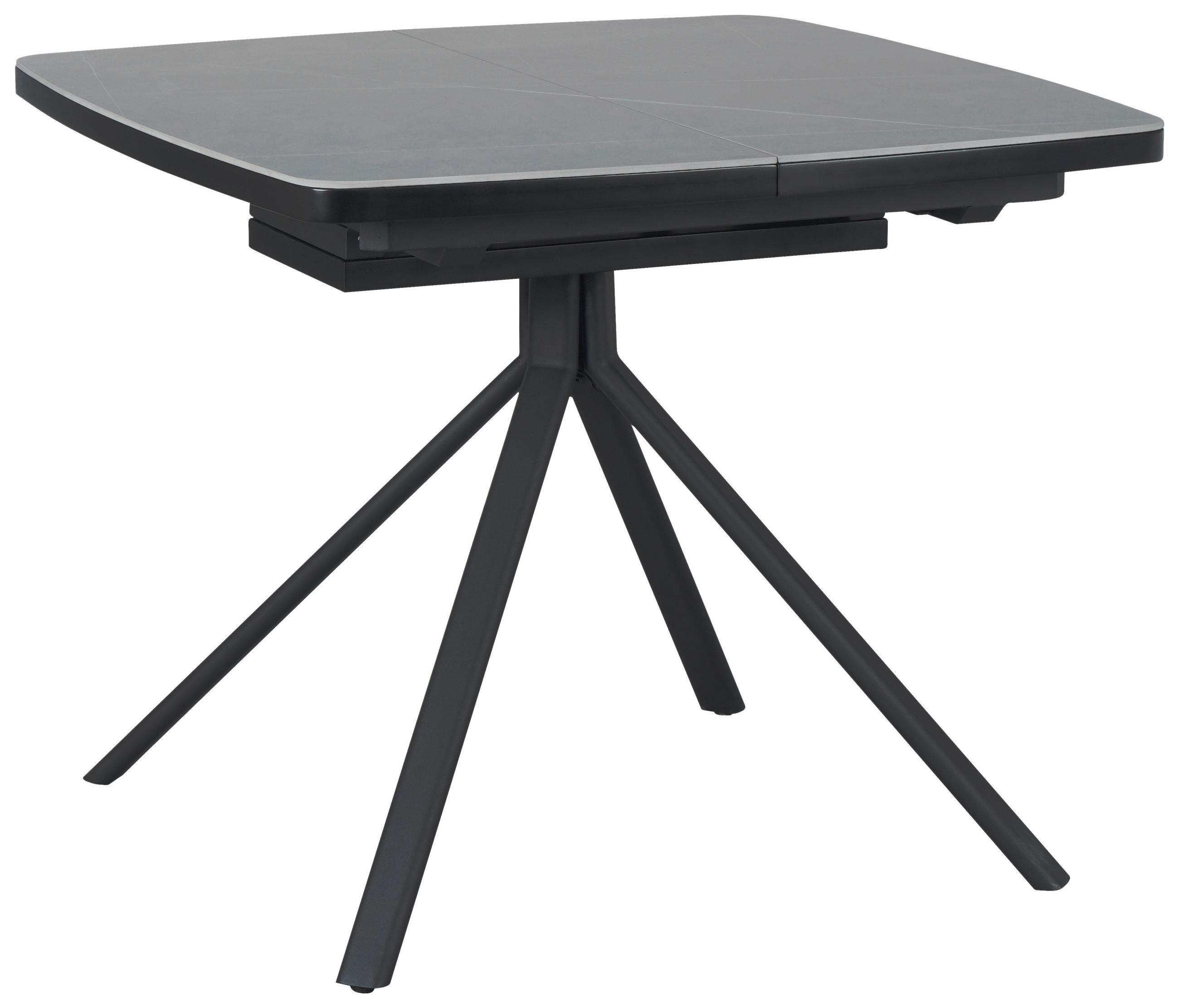 ESSTISCH 90-130/90/76 cm Nachbildung  Keramik, Holzwerkstoff ausziehbar quadratisch Grau, Schwarz  - Schwarz/Grau, Design, Keramik/Holzwerkstoff (90-130/90/76cm) - Novel