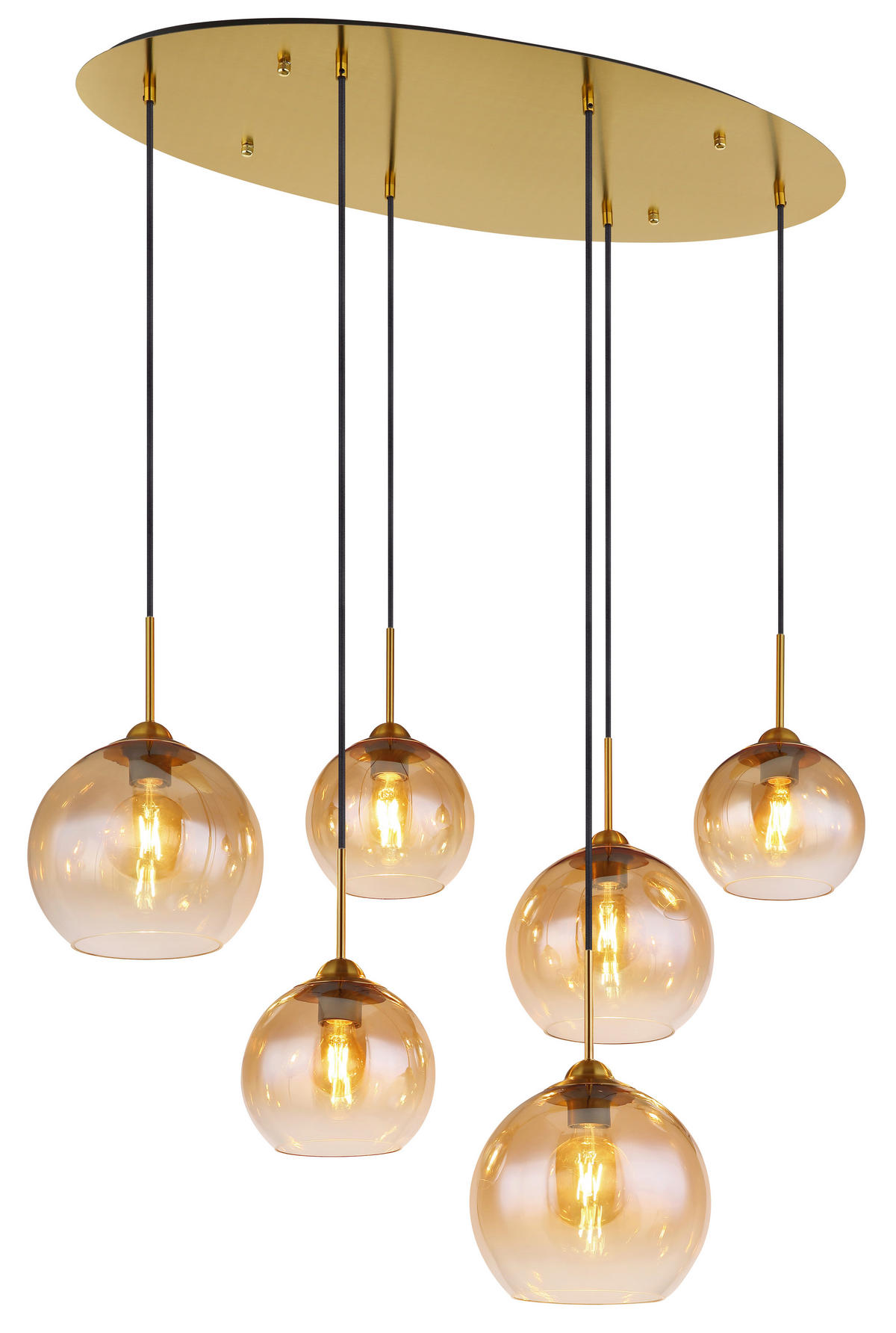 VISEČA SVETILKA     97,5/40/150 cm         E27 - prozorno/barve medenine, Design, kovina/steklo (97,5/40/150cm) - Globo