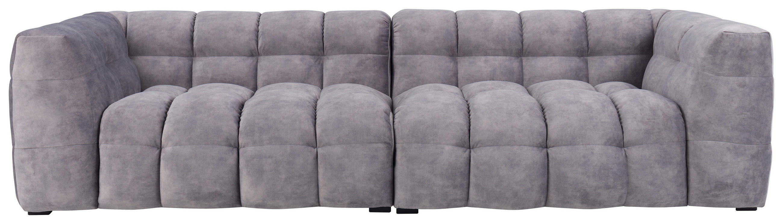 VIERSITZER-SOFA Samt Hellgrau  - Hellgrau/Schwarz, Design, Holz/Textil (282/68/105cm) - Landscape