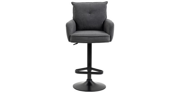 BARHOCKER Cord Anthrazit, Schwarz Eisen Stoffauswahl, Sitzfläche 360° drehbar, inklusive Armlehnen - Anthrazit/Schwarz, Design, Textil/Metall (54/98-120/58cm) - Novel