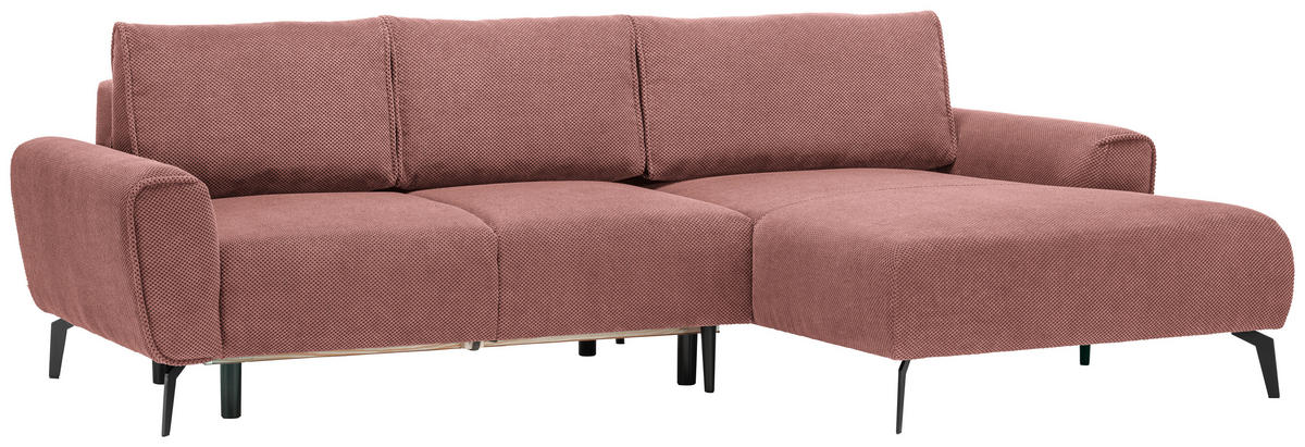 ECKSOFA in Webstoff Koralle  - Koralle/Schwarz, Design, Textil/Metall (272/170cm) - Welnova