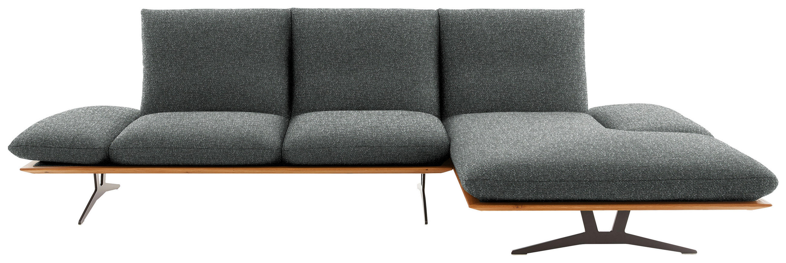 ECKSOFA Flachgewebe Grau  - Schwarz/Grau, Design, Holz/Textil (314/159cm) - Dieter Knoll
