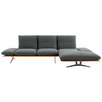 ECKSOFA  in Flachgewebe Grau Armteilverstellung, Kopfteilverstellung  314/159 cm  - Schwarz/Grau, Design, Holz/Textil (314/159cm) - Dieter Knoll