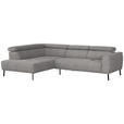 ECKSOFA in Webstoff Taupe  205/280 cm  - Taupe/Schwarz, Design, Textil/Metall (205/280cm) - Xora