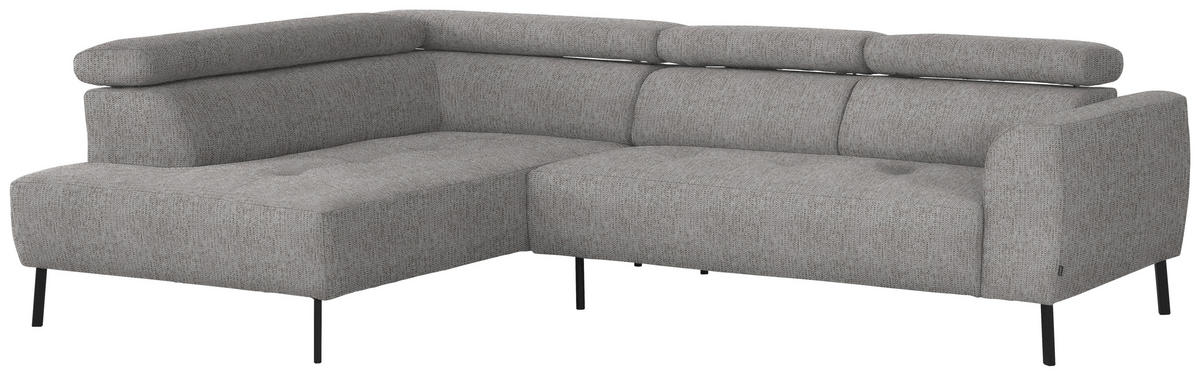 ECKSOFA in Webstoff Taupe  - Taupe/Schwarz, Design, Textil/Metall (205/280cm) - MID.YOU