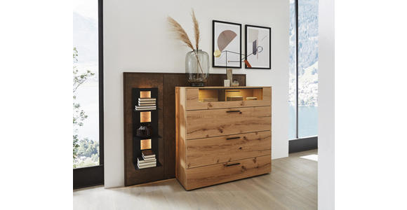 HIGHBOARD 197,1/105,6/46,9 cm - Eichefarben/Rostfarben, Design, Glas/Holz (197,1/105,6/46,9cm) - Dieter Knoll