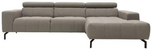 ECKSOFA Silberfarben Webstoff  - Silberfarben/Schwarz, Design, Textil/Metall (292/175cm) - MID.YOU