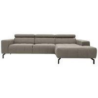 ECKSOFA in Webstoff Silberfarben  292/175 cm  - Silberfarben/Schwarz, Design, Textil/Metall (292/175cm) - MID.YOU