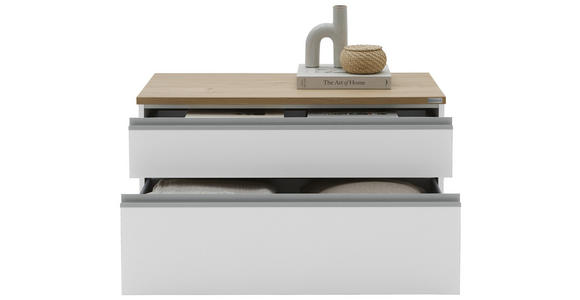 LOWBOARD  90/46/41 cm 2 Schublade(n) erweiterbar, Typenauswahl, Beimöbel erhältlich, umfangreiches Zubehör erhältlich, stehend, hängend  - Eichefarben/Silberfarben, Design, Holzwerkstoff/Kunststoff (90/46/41cm) - Dieter Knoll