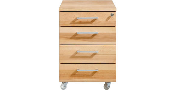 ROLLCONTAINER - Silberfarben/Buchefarben, KONVENTIONELL, Holz/Kunststoff (40/57/65cm) - Linea Natura