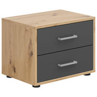 NACHTSCHRANK  - Anthrazit/Silberfarben, Basics, Holzwerkstoff/Kunststoff (50/38/35cm)