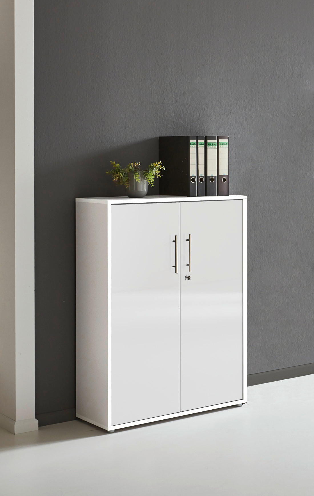 AKTENSCHRANK Weiß, Weiß Hochglanz  - Weiß Hochglanz/Weiß, MODERN, Holzwerkstoff (84,4/113,6/33cm) - MID.YOU