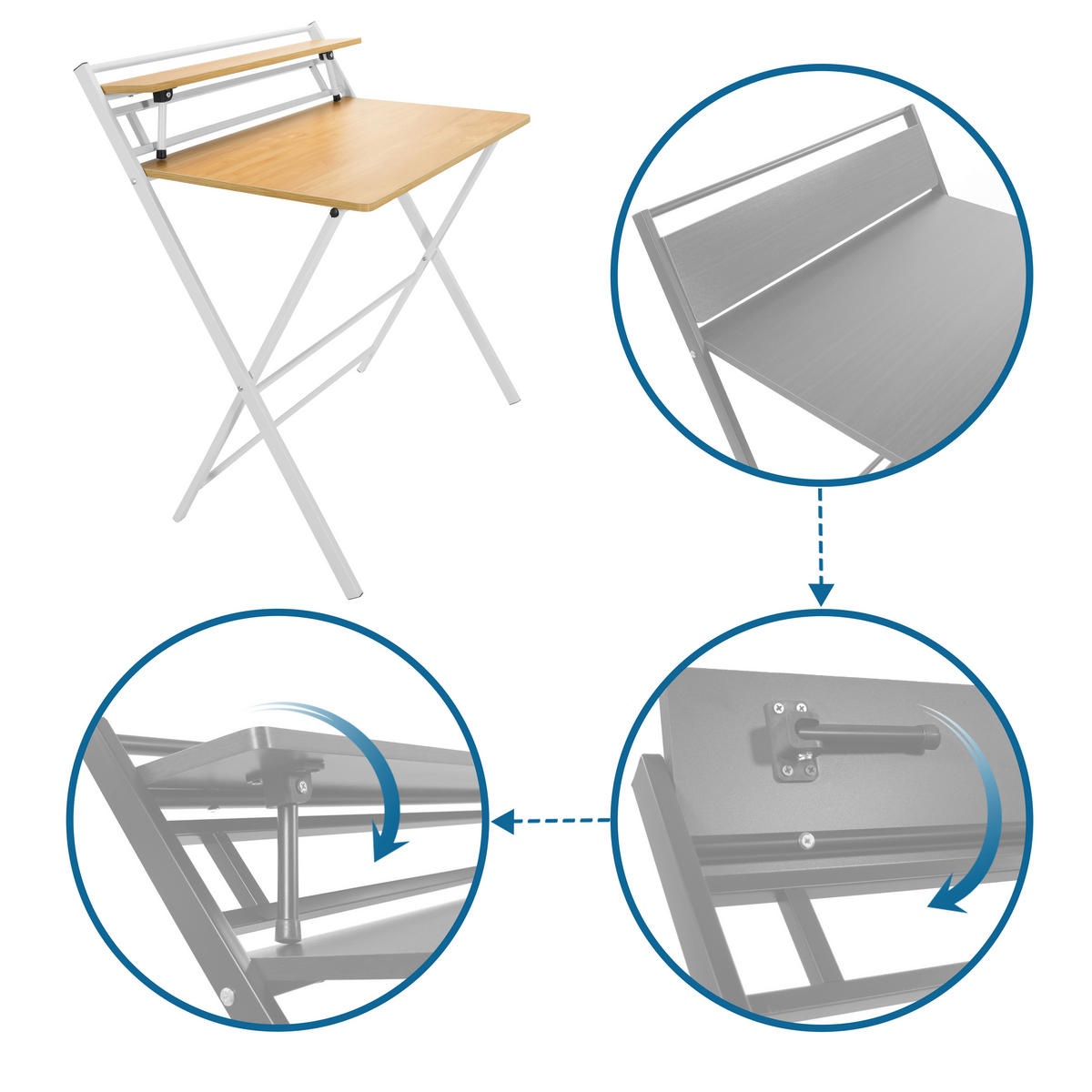 SCHREIBTISCH 84/60/92 cm  in Eichefarben  - Eichefarben, Basics, Holzwerkstoff/Metall (84/60/92cm) - MID.YOU
