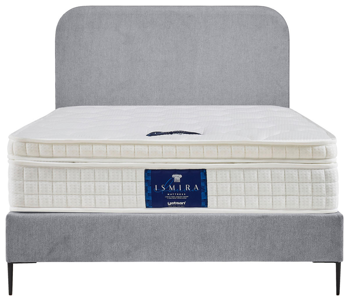 BOXSPRINGOVÁ POSTEĽ, 120/200 cm, svetlosivá - čierna/prírodná farba, Modern, kov/kompozitné drevo (120/200cm) - MID.YOU