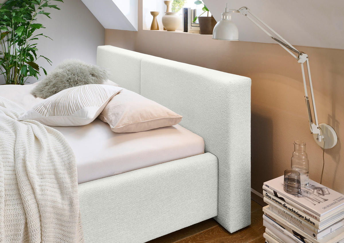 POLSTERBETT 180/200 cm  in Weiss  - Weiss, Basics, Holz/Textil (180/200cm) - Boxxx