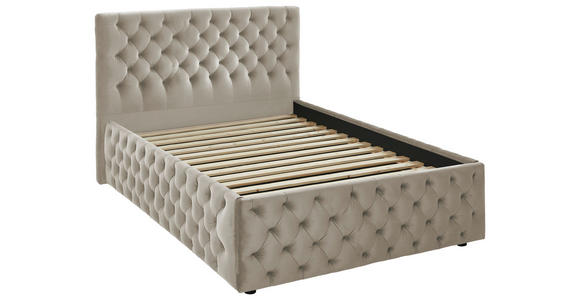 POLSTERBETT gepolstertes Kopfteil Beige 140/200 cm - Beige/Schwarz, KONVENTIONELL, Kunststoff/Textil (140/200cm) - Cantus