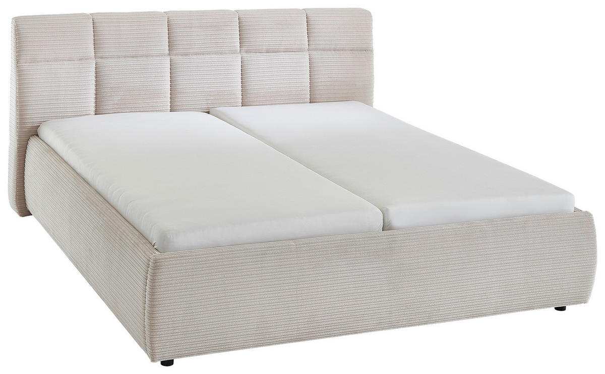 POLSTERBETT 180/200 cm  in Beige  - Beige/Schwarz, Design, Holz/Textil (180/200cm) - Xora