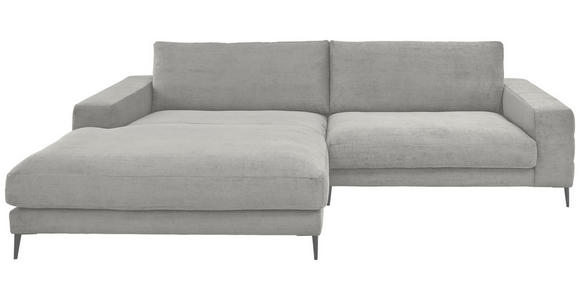 ECKSOFA Ottomane links  Hellgrau Feincord  - Hellgrau/Schwarz, Design, Textil/Metall (207/293cm) - Dieter Knoll