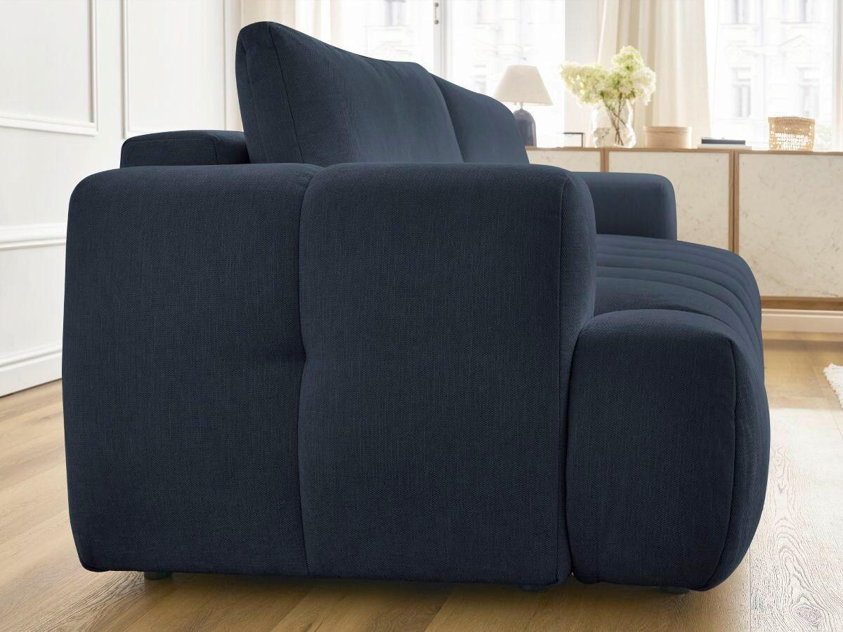 SCHLAFSOFA FUJI Leinenoptik Dunkelblau  inkl.  - Schwarz/Dunkelblau, MODERN, Kunststoff/Textil (251/113/88cm)