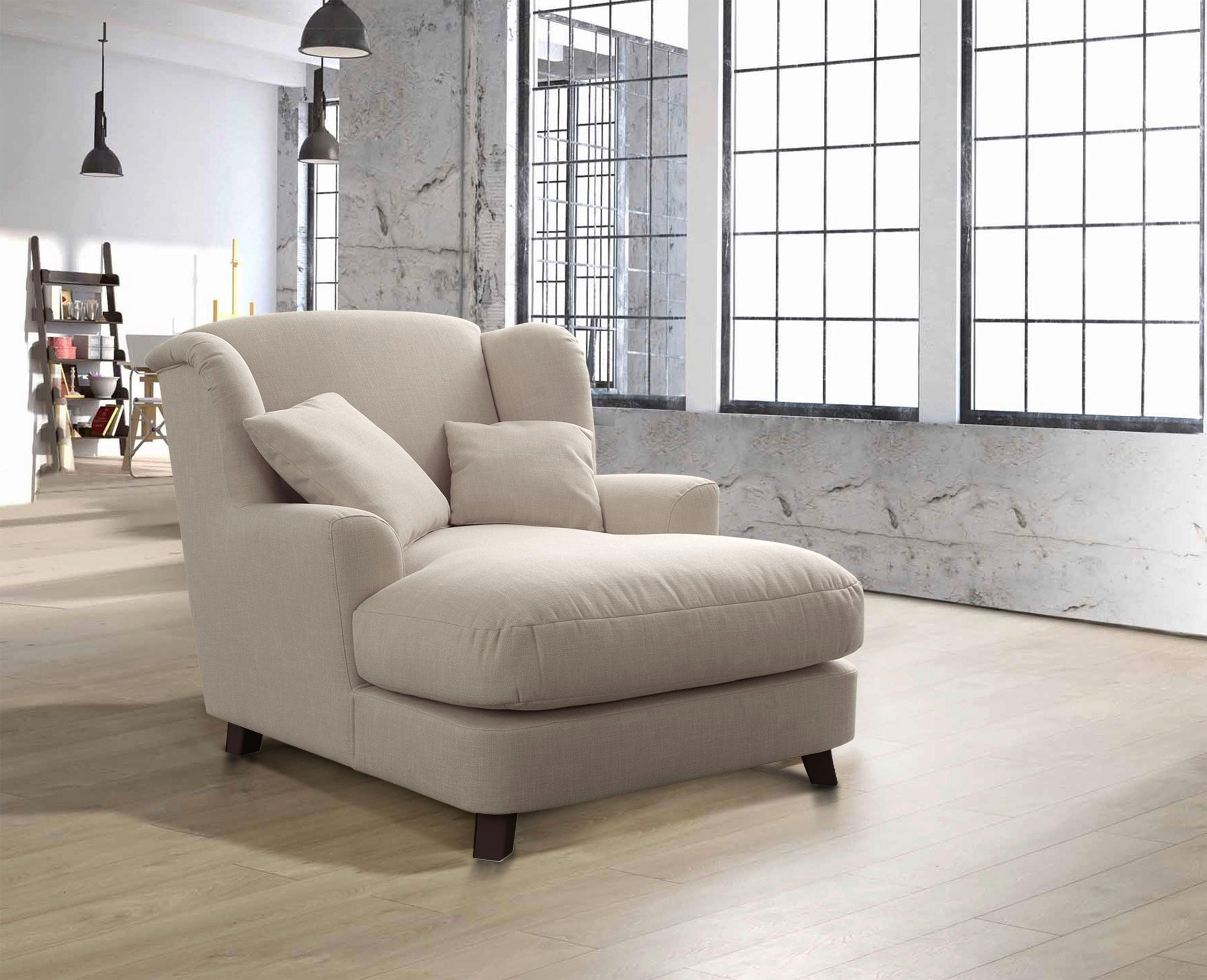 XXL-SESSEL in Beige  - Beige/Dunkelbraun, Modern, Holzwerkstoff/Textil (109/104/145cm) - Sit & More