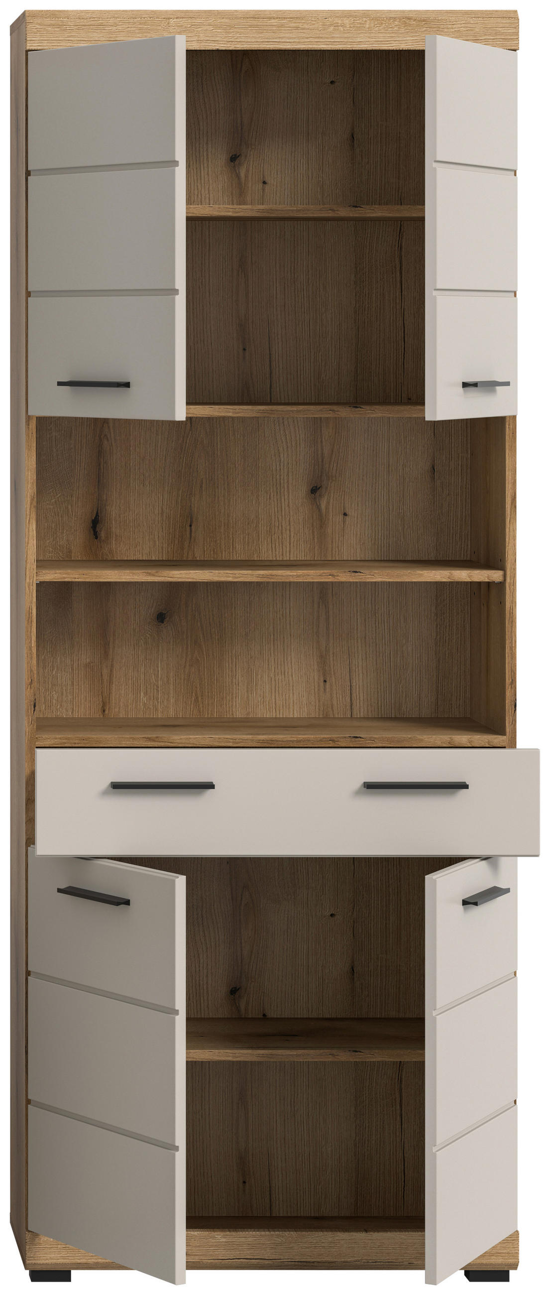 HOCHSCHRANK 74/191/31 cm  - Kaschmir/Schwarz, MODERN, Holzwerkstoff/Kunststoff (74/191/31cm) - MID.YOU