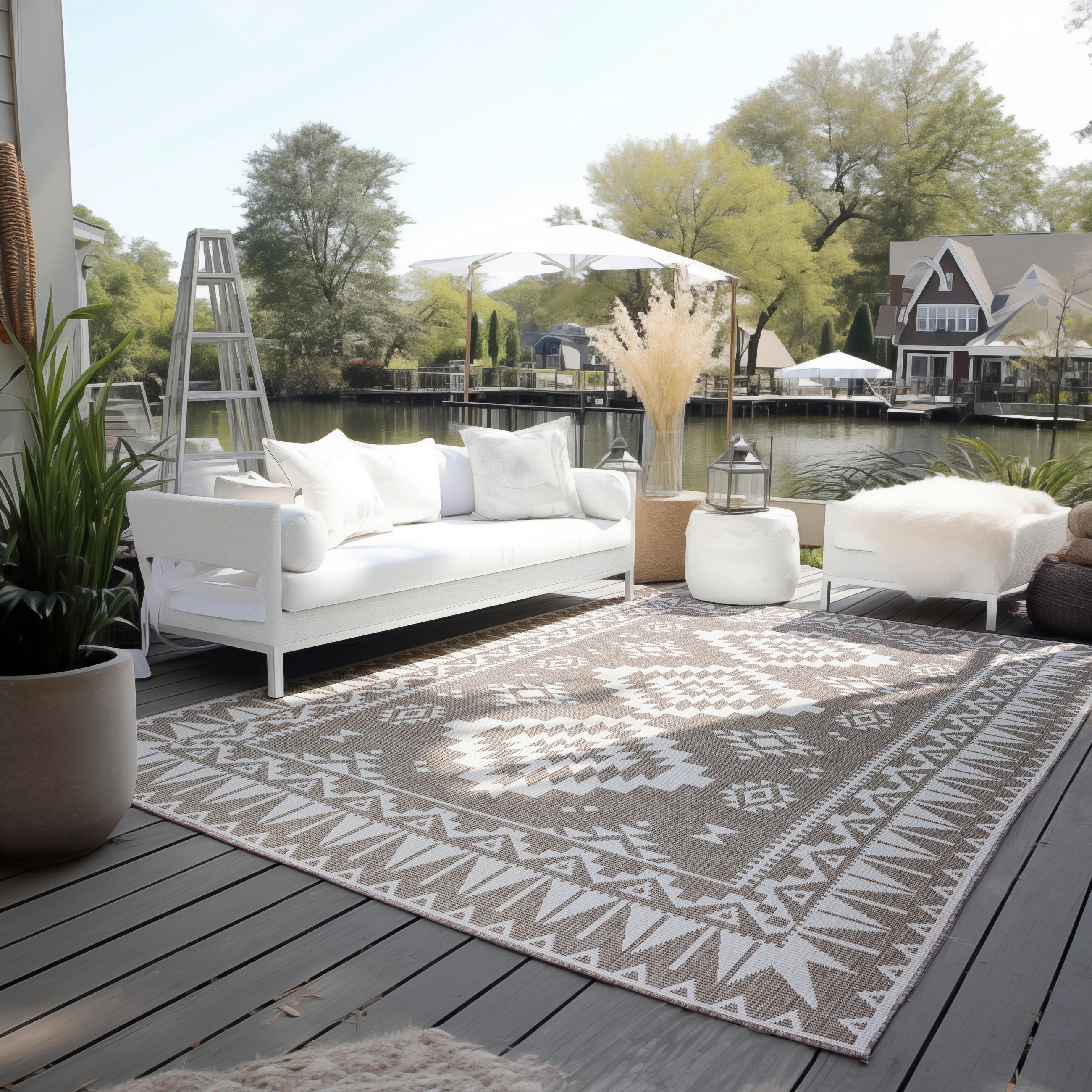 OUTDOORTEPPICH 80/150 cm Gemini Weiß, Cappuccino  - Weiß/Cappuccino, Design, Kunststoff (80/150cm) - Elle Decoration