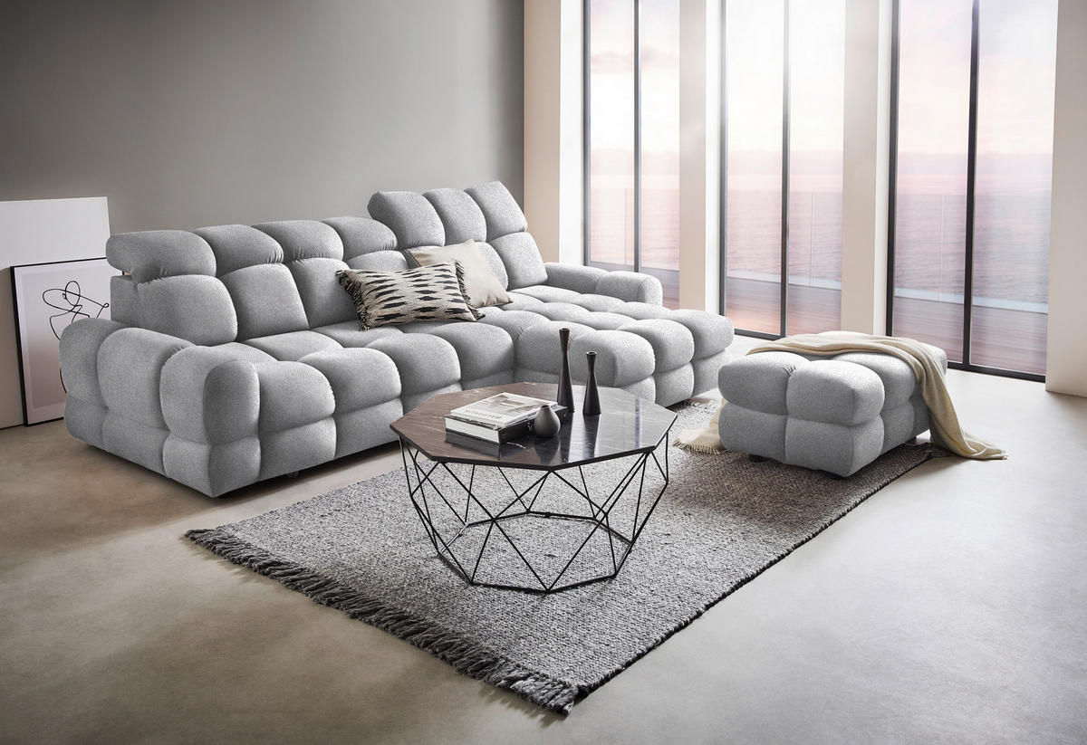 HÖRNSOFFA i velour ljusgrå  - ljusgrå/svart, Design, textil/plast (283/178cm) - Welnova