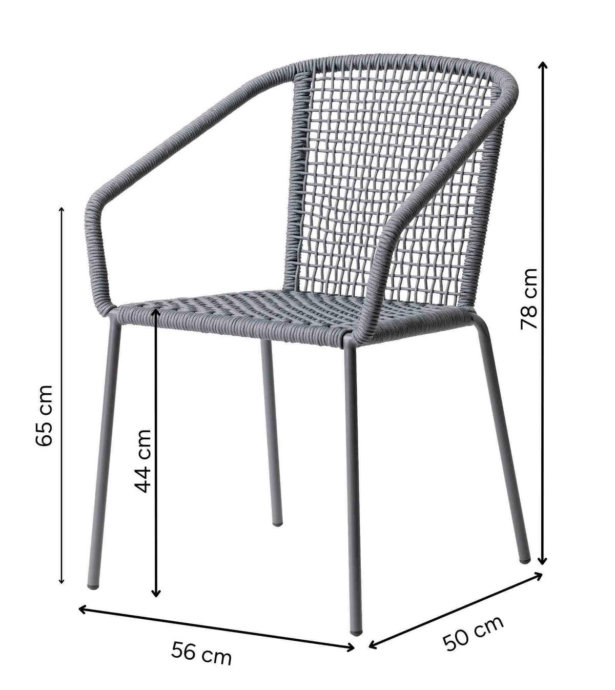 GARTENSTUHL Metall, Kunststoff Dunkelgrau  - Dunkelgrau/Anthrazit, Natur, Kunststoff/Metall (52/82/60cm) - Gardenson