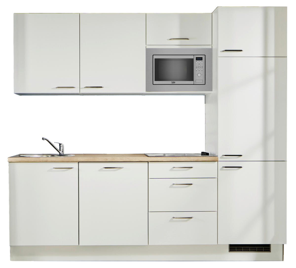 KÜCHENBLOCK 240 cm   in Weiß, Eichefarben  - Edelstahlfarben/Eichefarben, Design, Holzwerkstoff/Metall (240cm) - Pino