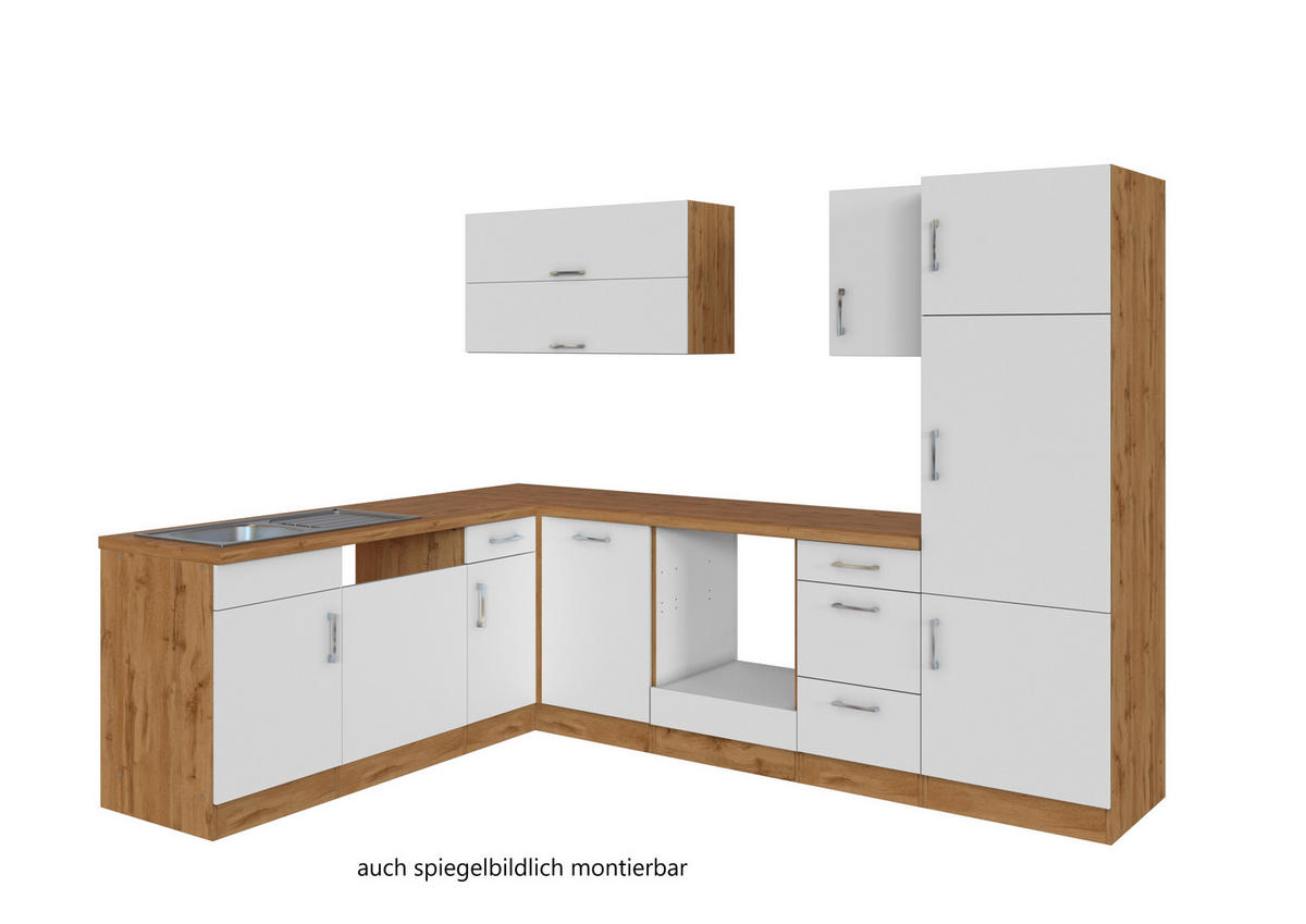 ECKKÜCHE 210/270 cm  in Weiß  - Eichefarben/Weiß, MODERN, Holzwerkstoff (210/270cm) - Held