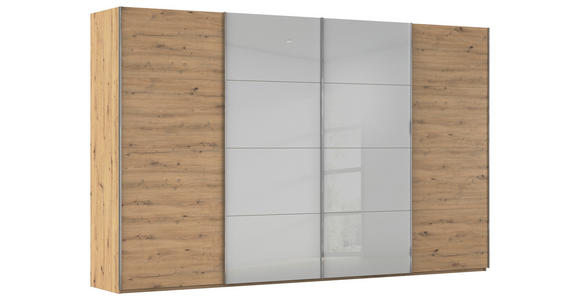 SCHWEBETÜRENSCHRANK 361/235/68 cm 4-türig  - Chromfarben, KONVENTIONELL, Glas/Holzwerkstoff (361/235/68cm) - Novel