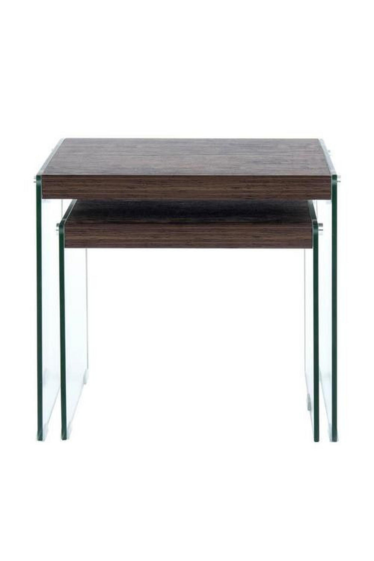 BEISTELLTISCHSET in Glas, Holzwerkstoff  - Klar/Braun, Basics, Glas/Holzwerkstoff - Kayoom