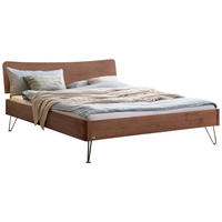 BETT 140/200 cm  in Anthrazit, Nussbaumfarben  - Anthrazit/Nussbaumfarben, Design, Holz/Metall (140/200cm) - Hasena