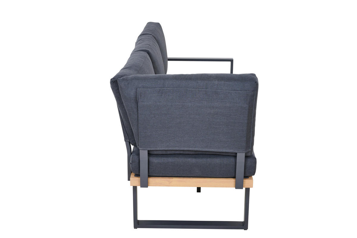 LOUNGEGARNITUR 2-teilig   73,5/78,5/155 cm Aluminium  - Anthrazit/Teakfarben, Basics, Textil/Metall (73,5/78,5/155cm) - Siena Garden