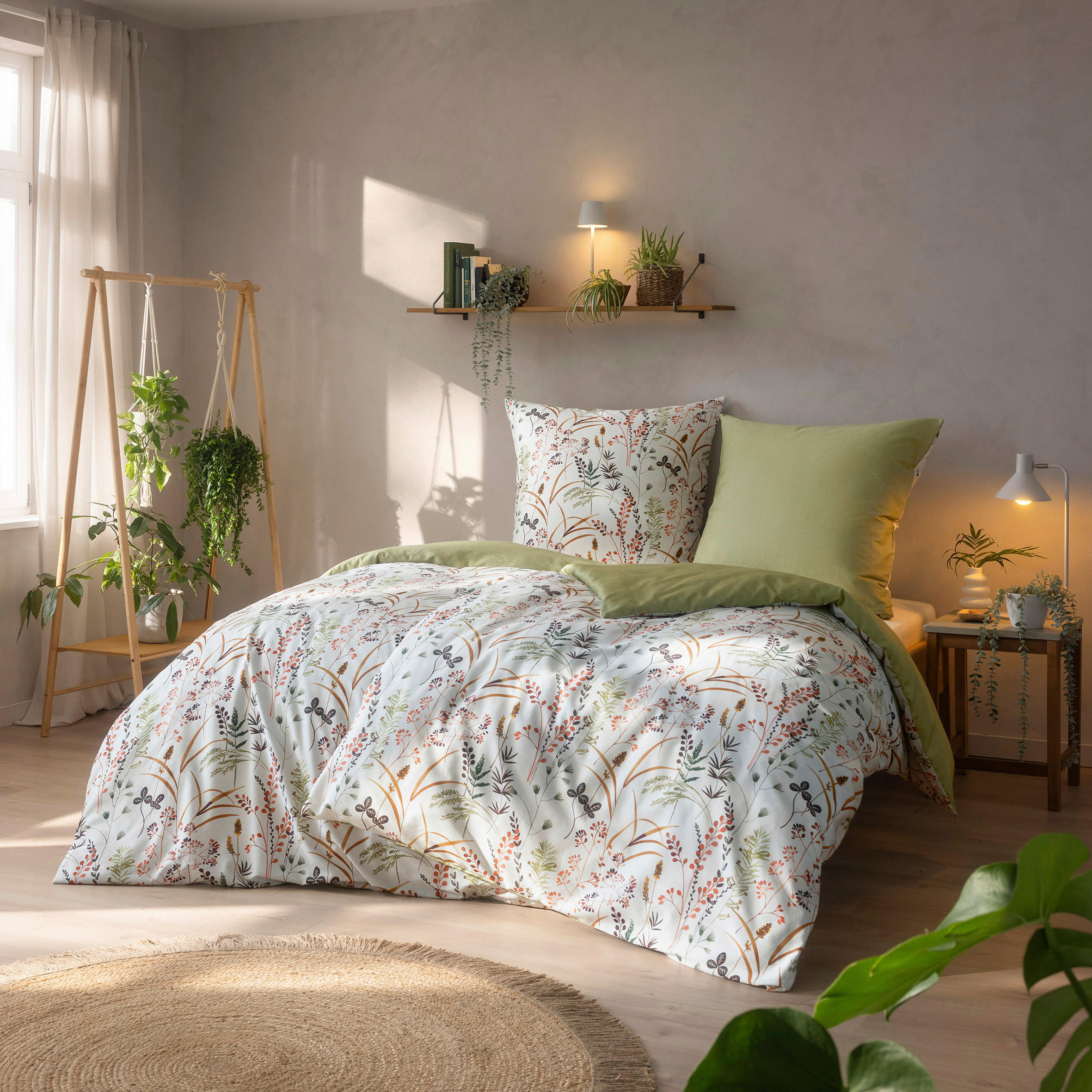 BETTWÄSCHE Natürlich Estella Makosatin 140/200 cm  - Grün, Design, Textil (140/200cm) - Estella