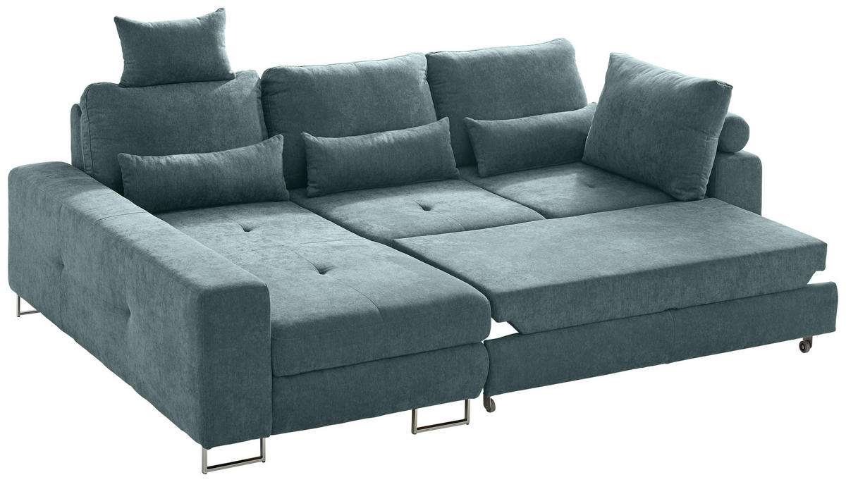 ECKSOFA in Flachgewebe Grün  - Grün, Design, Textil/Metall (188/260cm) - Hom`in