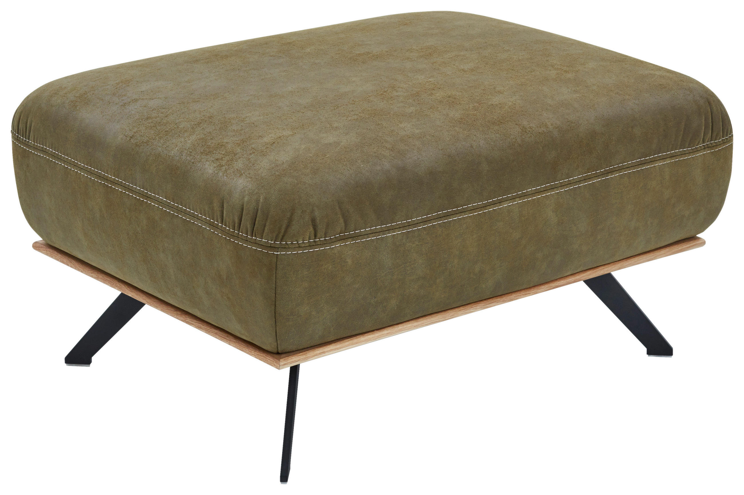 HOCKER Mikrofaser Grün  - Beige/Schwarz, Design, Textil/Metall (90/45/68cm) - Voleo
