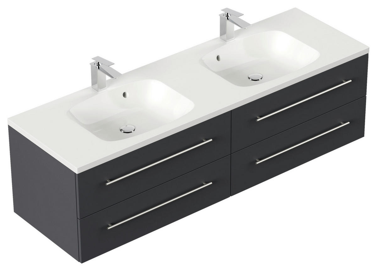 WASCHTISCHKOMBI 160 cm  - Graphitfarben/Weiß, Basics, Holzwerkstoff/Stein (160cm) - MID.YOU