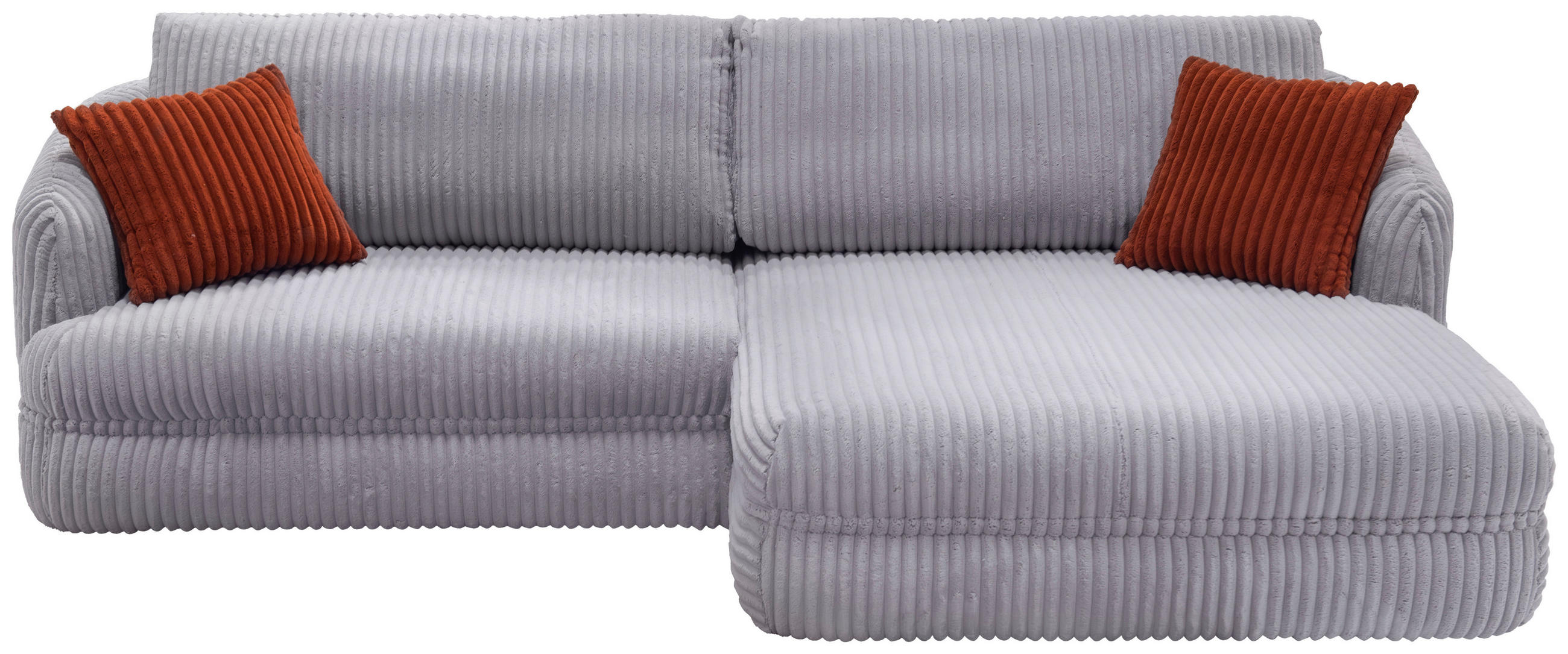 ECKSOFA in Cord Grau  284/161 cm  - Terracotta/Schwarz, Design, Kunststoff/Textil (284/161cm) - Livetastic