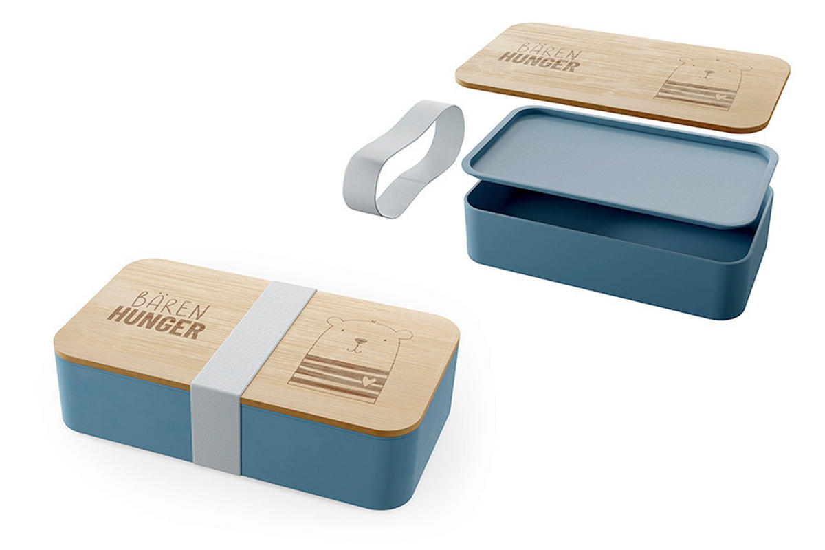 BROTBOX - Blau/Braun, Basics, Holz/Kunststoff (18/5/10cm)