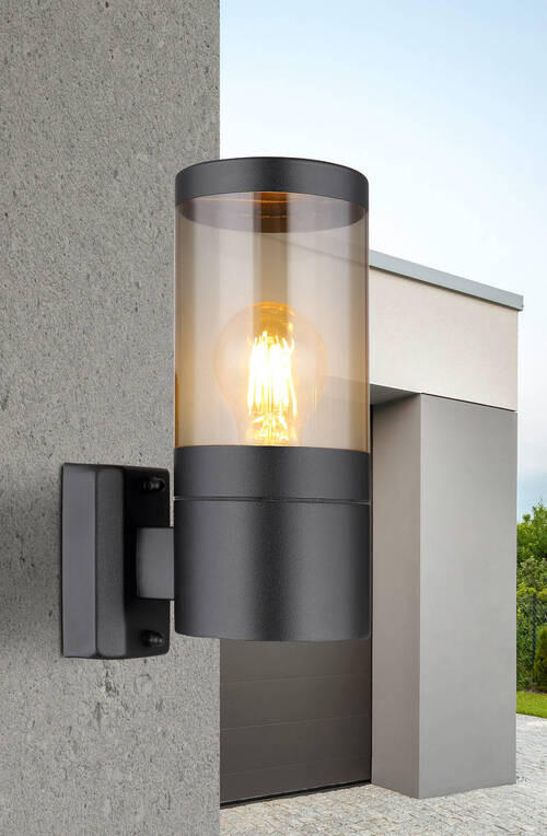 VÄGGLAMPA FÖR UTOMHUS - svart, Basics, metall/plast (10,2/15,5/24cm) - Globo