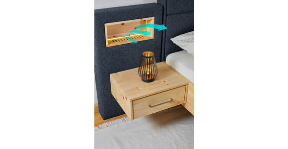 BOXSPRINGBETT 160/200 cm in Eichefarben, Dunkelblau - Eichefarben/Dunkelblau, Natur, Holz/Textil (160/200cm) - Valnatura