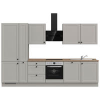 KÜCHENBLOCK 330 cm   in Grau, Eiche dunkel  - Eiche dunkel/Schwarz, MODERN, Holzwerkstoff/Metall (330cm) - Nobilia
